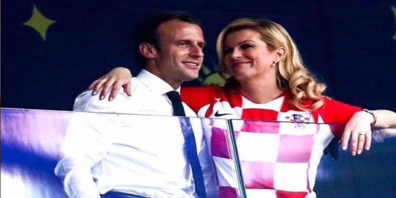 صورة اليوم: رئيسة كرواتيا ورئيس فرنسا في نهائي مونديال 2018